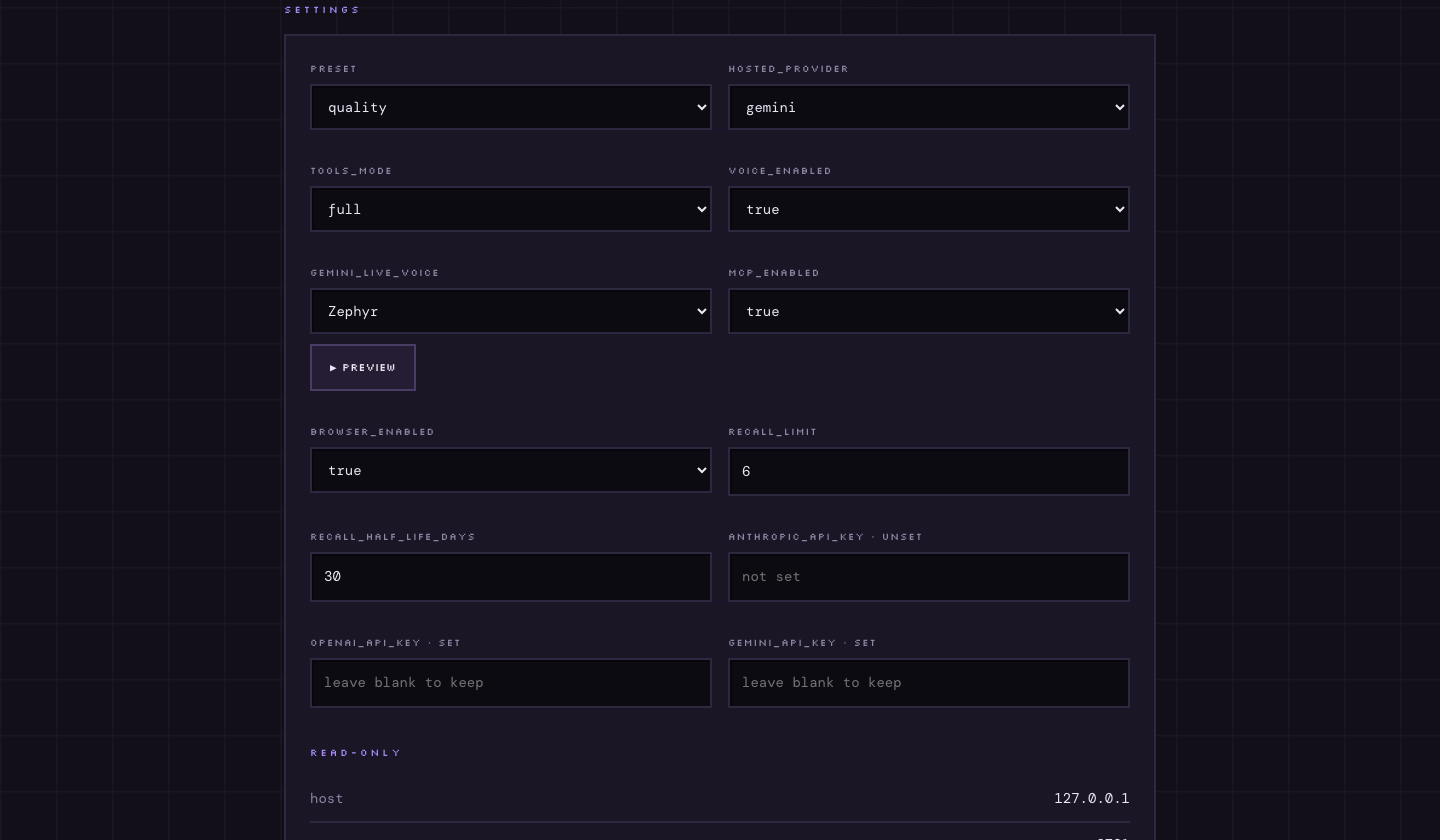Daemon settings